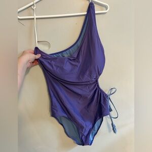 Aerie Blue One-Shoulder Swimsuit Side Cut Out